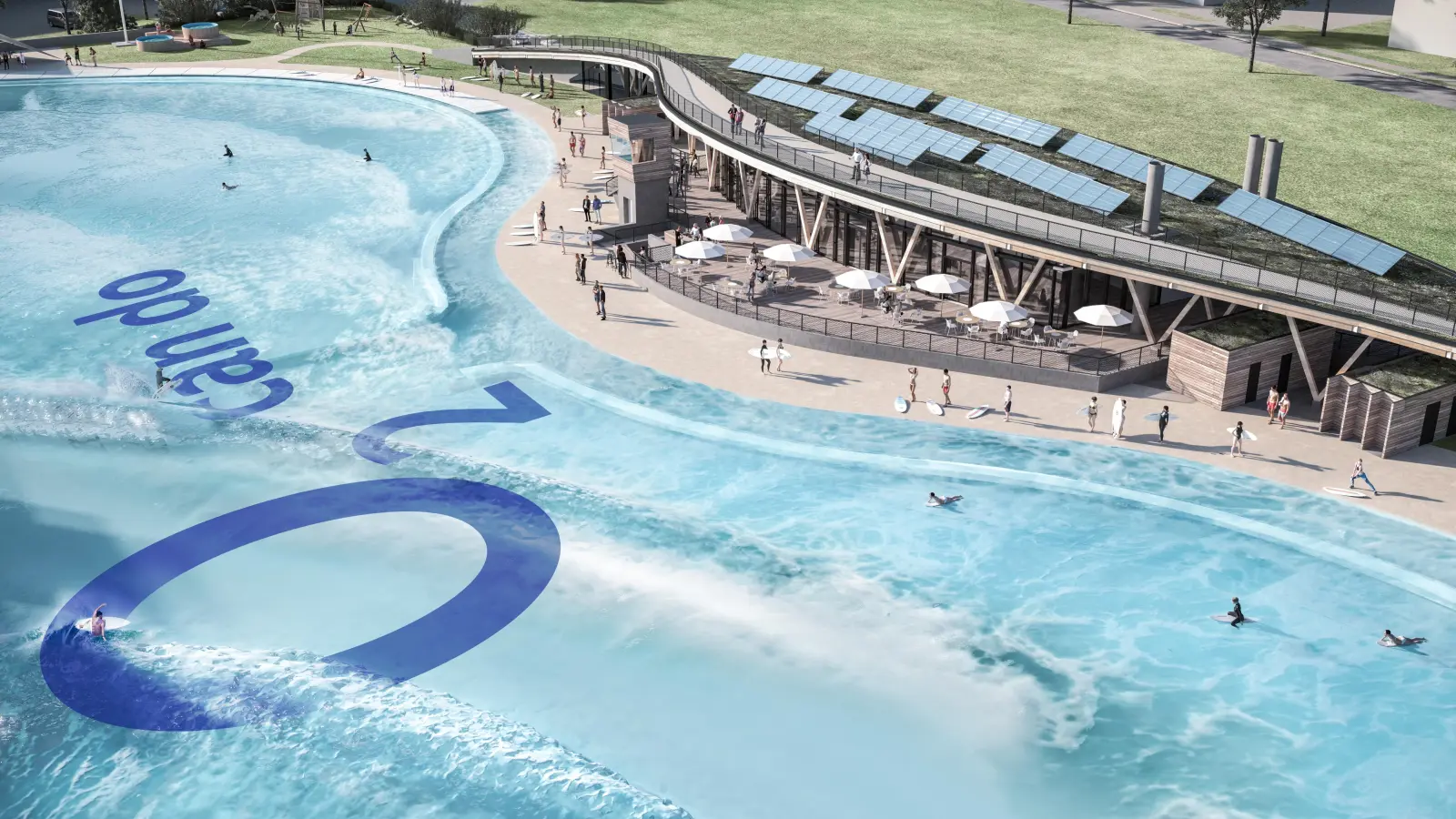 Die Anlage der Surftown O2 soll ab diesem Jahr einen hohen Freizeitwert für eine breite Zielgruppe bieten. (Foto: dot.communications )