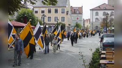 Ein beeindruckendes Bannermeer zog sich bereits beim 150-jährigen Jubiläum der Kolpingsfamilie durch die Erdinger Innenstadt. (Foto: Kolping)