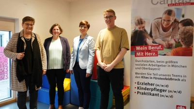 V.l.Gabriele Stark-Angermeier, Ulrike Tolde, Katja Gollnow und Lukas Modde hoffen auf motivierte Fachkräfte. (Foto: Caritas München/Freising)