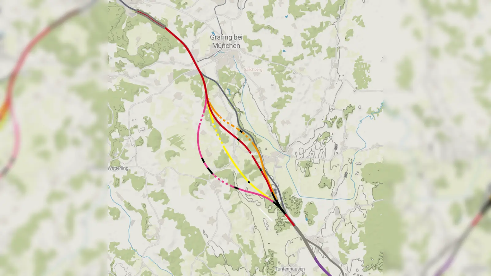Die DB-Planer haben vier mögliche Grobtrassen im Abschnitt Grafing–Ostermünchen zur Debatte gestellt. Diese stoßen auf Widerstand. (Foto: Deutsche Bahn)