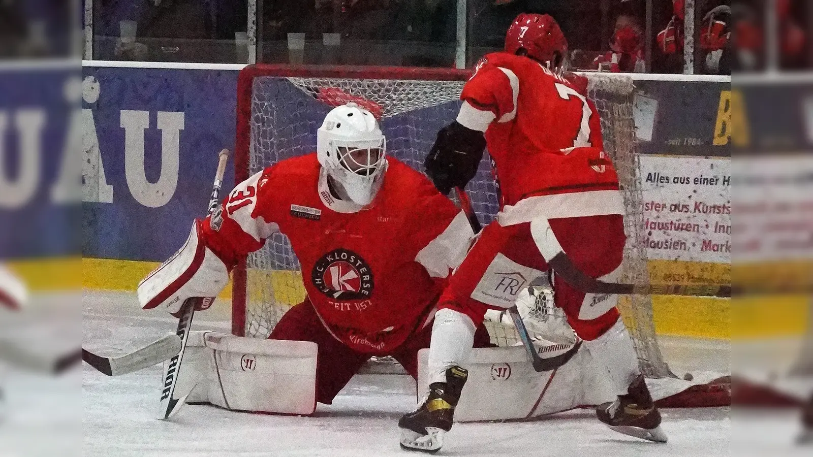 Torhüter Philipp Hähl vom EHC Klostersee glänzte wie schon in der Hauptrunde auch in der Bayernliga-Aufstiegsrunde mit einem überragenden Gegentor-Schnitt. (Foto: smg/EHC)