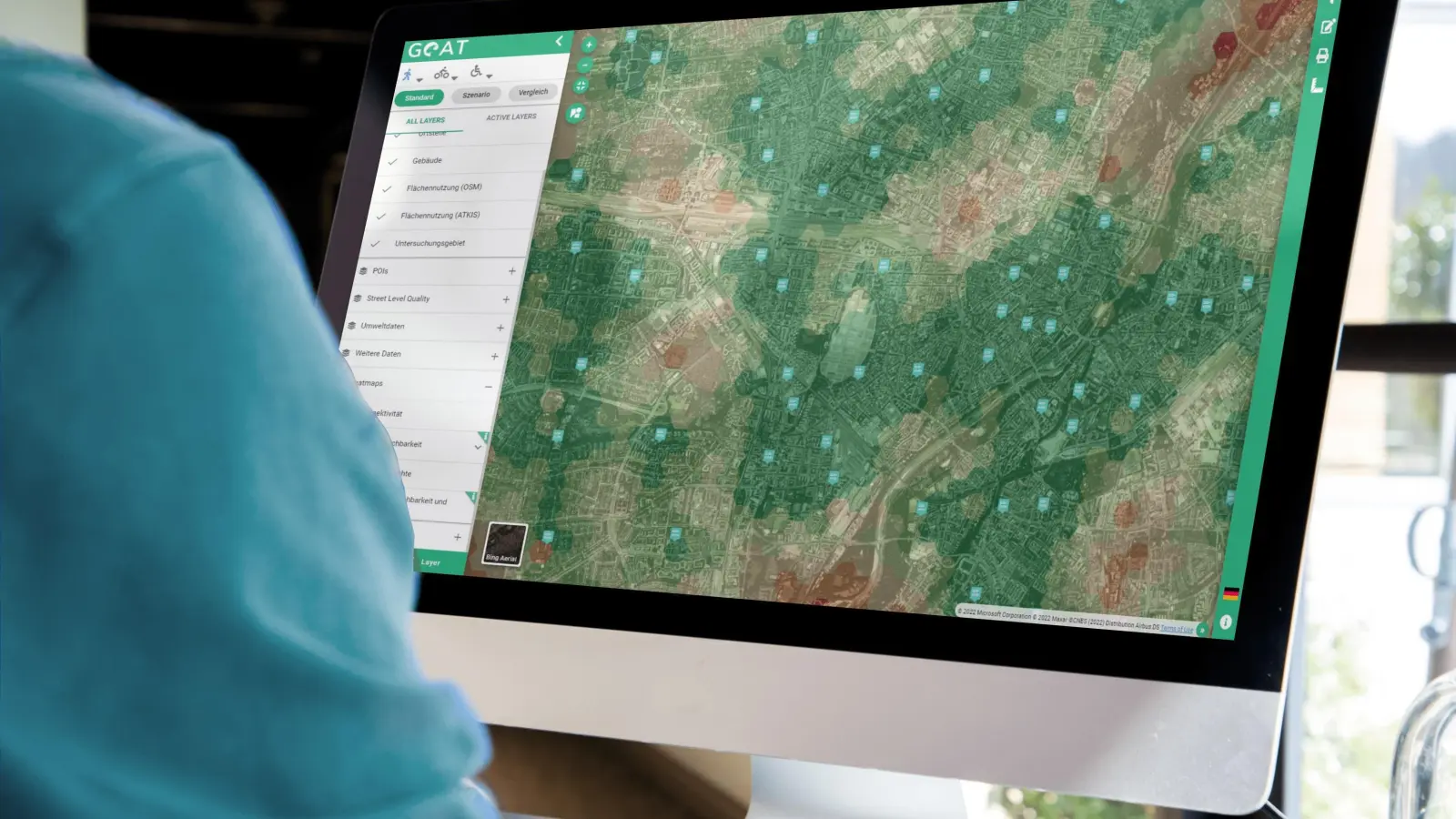 Die Anwendung GOAT ist ein interaktives Instrument, mit dem die Mobilität von Morgen evidenzbasiert geplant, entworfen und bewertet werden kann. (Foto: Elias Pajares)