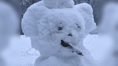Als ob der "Schneebär" der Pandemie die Zunge rausstrecken wollte! (Foto: cba)