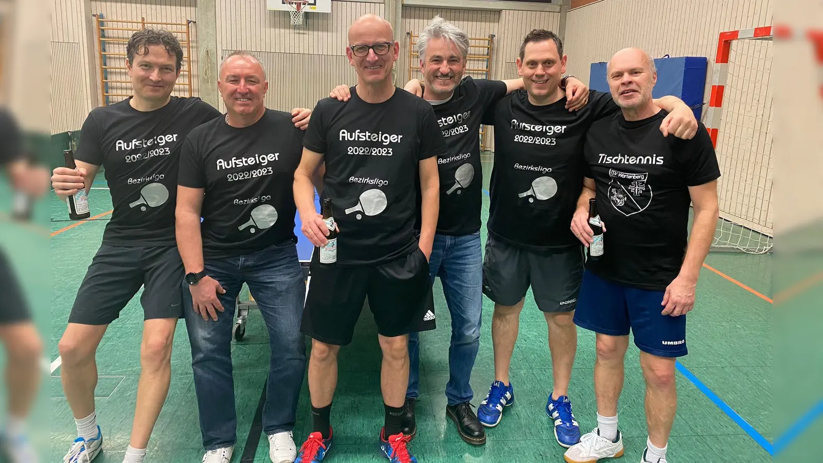 Die erfolgreiche 1. Mannschaft (v. li.): Thomas Schwab, Zeljko Knapic, Claus Hieronymus, Karlheinz Hanseder, Josef Sedlmaier, Istvan Kalmar. Nicht auf dem Foto: Thomas Heiler. (Foto: Abt. Tischtennis/TSV Wartenberg)