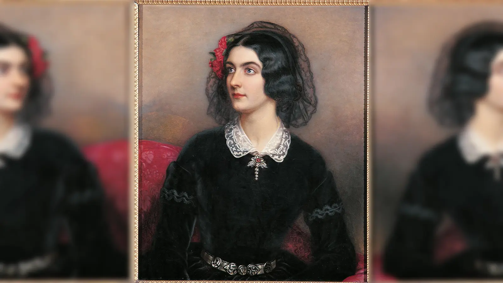 Das Porträtgemälde, Lola Montez (aus der Schönheitengalerie Ludwigs I.) stammt von Joseph Stieler, der es 1847 gemalt hatte. Zu sehen ist es im Schloss Nymphenburg. (Foto: © Bayerische Schlösserverwaltung www.schloesser.bayern.de)