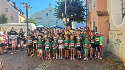 Die Stimmung der Erdinger Delphine beim Stadtlauf war super. (Foto: chö)