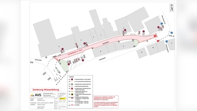 In zwei Abschnitten wird die Baustelle am Marktplatz Grafing abgewickelt. Mit Behinderungen muss gerechnet werden.<br> (Foto: © AVS Verkehrssicherung GmbH  )