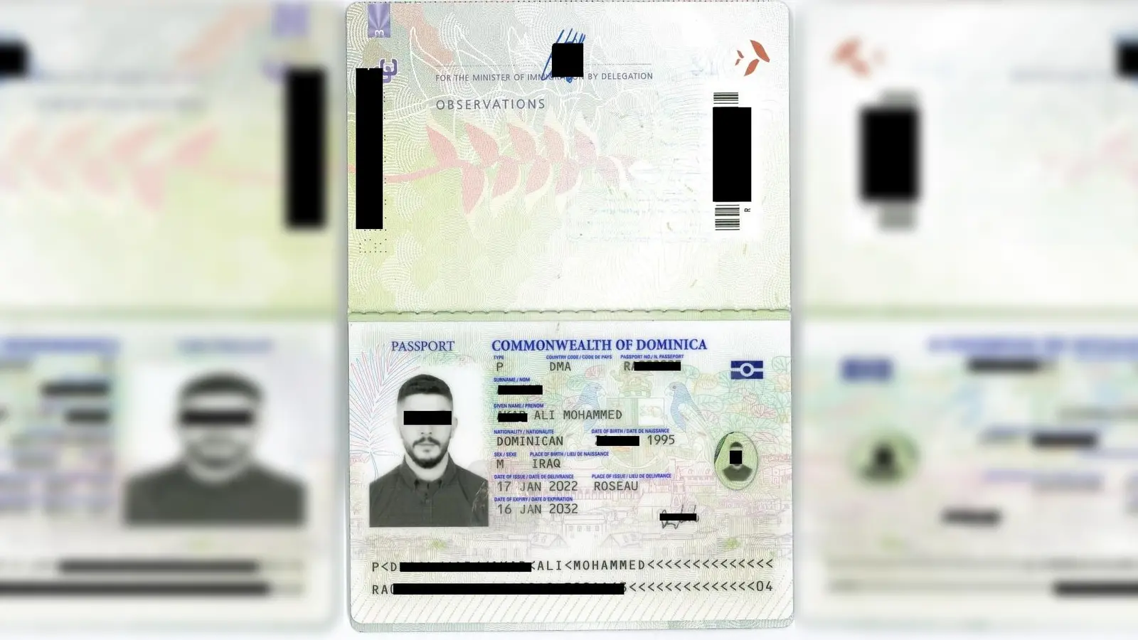 200.000 US-Dollar hat den Iraker die dominicanische Staatsbürgerschaft gekostet. (Foto: Bundespolizei)