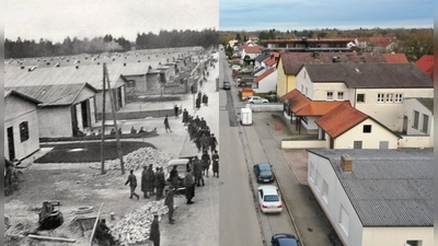 Die ehemalige Hauptstraße im Lager und die heutige Sudetenlandstraße in der Neustadt. (Foto: Archive Karl A. Bauer (Lagerhauptstraße), Simone Menin (Sudetenlandstraße))