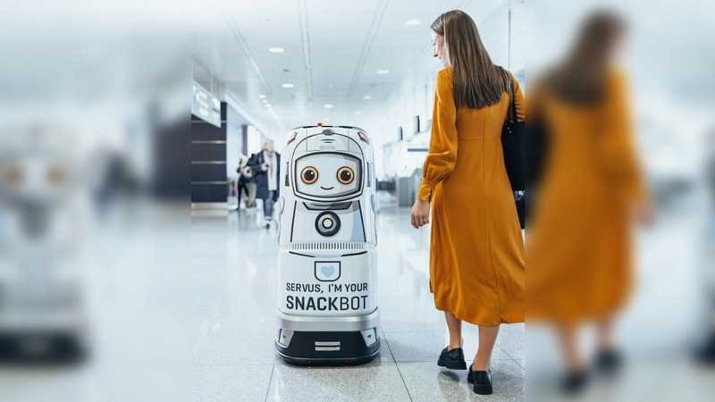 Ein Roboter versorgt neuerdings Passagiere mit Getränken und Snacks am Airport.<br> (Foto: FMG)