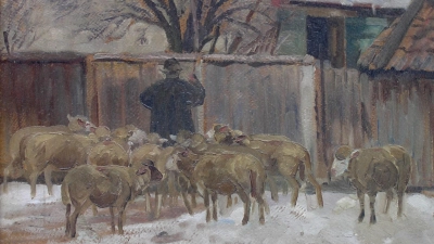 Diese Winterszene hielt Johann Georg Schlech in Öl auf Leinwand um 1940 fest. (Foto: Museum Stahl/Kronseder)