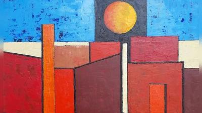 „Querschnitt“ – Gemäldeausstellung von Klemens Gerard Baum in der Stadtbibliothek. (Foto: Klemens Baum)