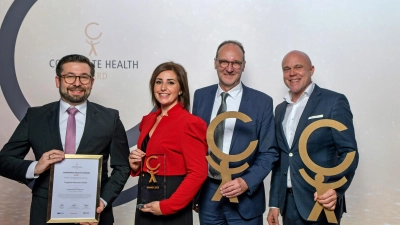 Michael Höbel und Sánchez Botella, (beide FMG), Rüdiger Pörsch, (FMG), Markus A.W. Hoehner – Geschäftsführer/ CEO EUPD Research Sustainable Management GmbH. (v.l.) (Foto: EUPD Research/Wenski)