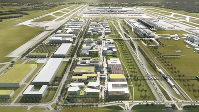 Das große Areal am Flughafen bietet viele Entwicklungsmöglichkeiten für Unternehmen. (Foto: FMG/Labcampus)