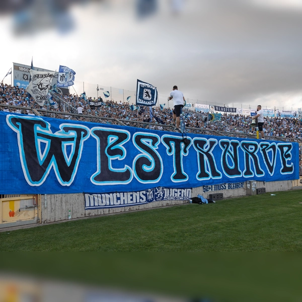 Heimat der Löwenfans: Westkurve im Grünwalder Stadion. (Foto: Anne Wild)