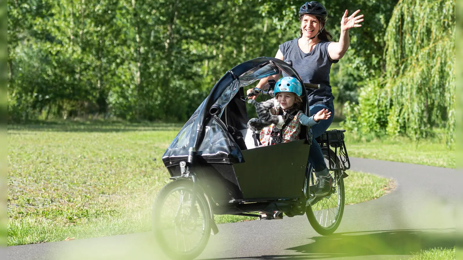 Cargobikes eignen sich hervorragend zur Kinderbeförderung. (Foto: Cargobikeroadshow Andreas Lörcher)